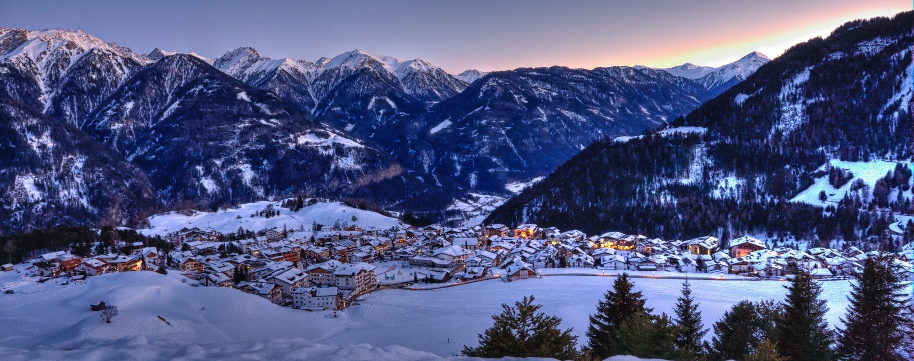 Abendstimmung in Serfaus im Winter | © Serfaus-Fiss-Ladis/Tirol