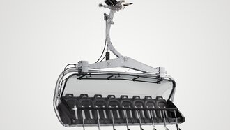 Modern gondola lift featuring multiple seats and advanced design.
