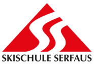 Logo of the Serfaus Ski School in a red triangle with white elements.