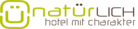 Logo des Hotel naturlich mit Charakter, ein lächelndes Gesicht und der Schriftzug.