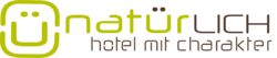 Logo of naturlich hotel with character, featuring a smiling face and the text.