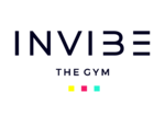 Logo of INVI3 THE GYM with colorful dots.