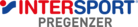 Logo von INTERSPORT PREGENZER, rot und blau auf grauem Hintergrund.