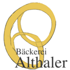 Logo der Bäckerei Althaler mit gelben Symbolen und Schrift.