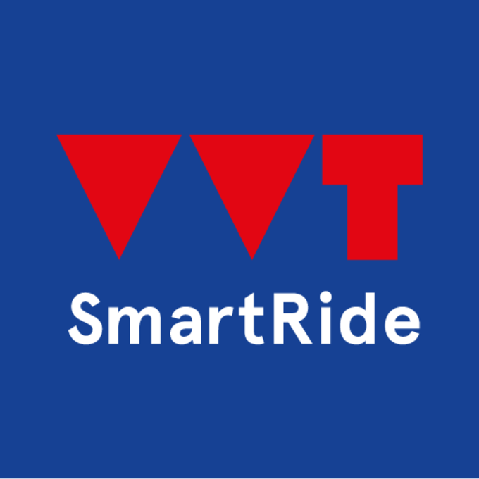 Logo of SmartRide featuring a red and blue design.