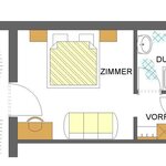 Bild von Doppelzimme mit Zusatzbett, Dusche und WC