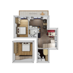Photo of apartment/2 bedrooms/bath tube, WC