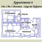 Bild von Appartement Nr. 6, DU, WC, 3 Schlafräume